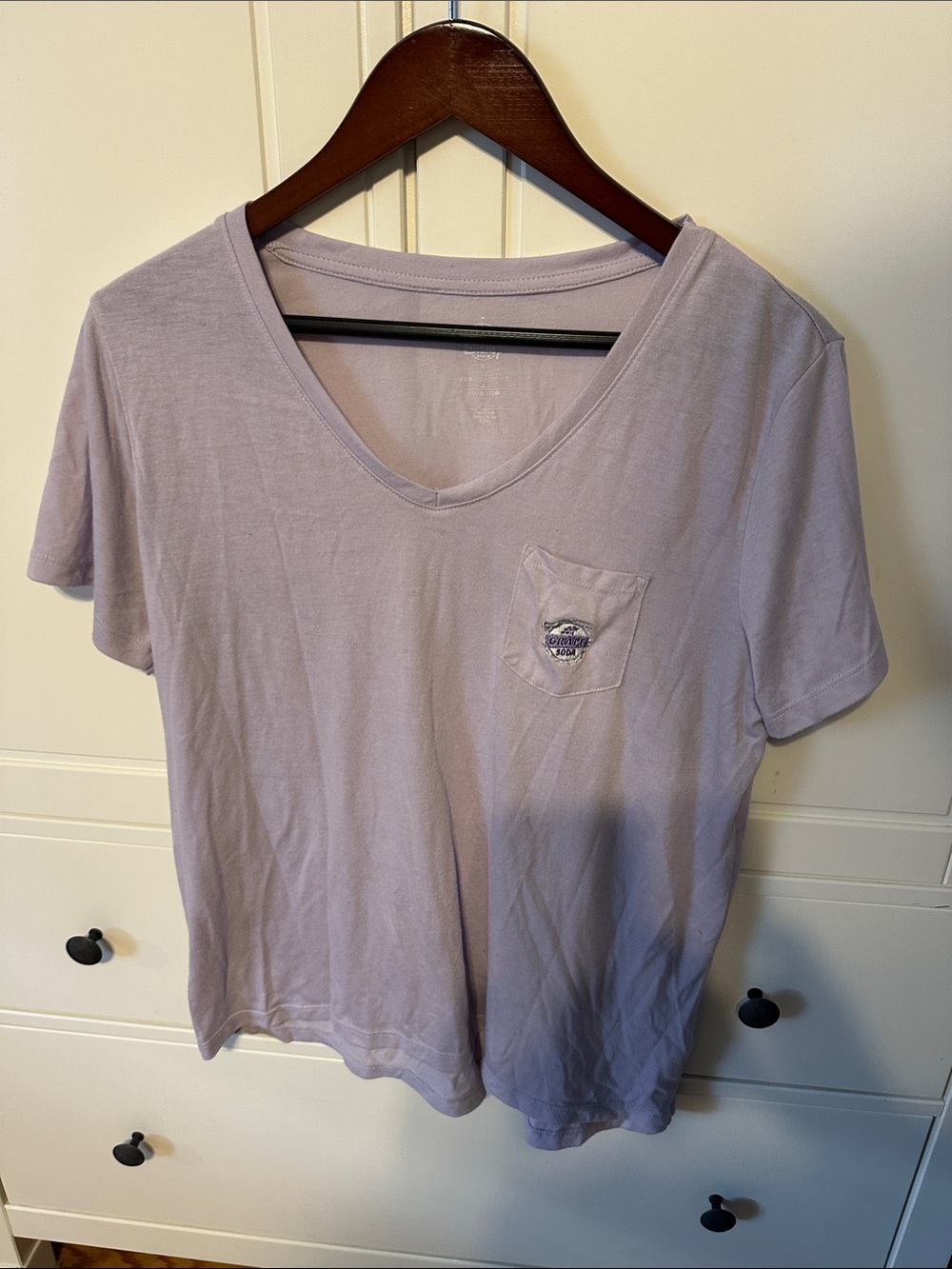 Disney Lavender V-Neck Pocket Tee - Short Sleeve Top